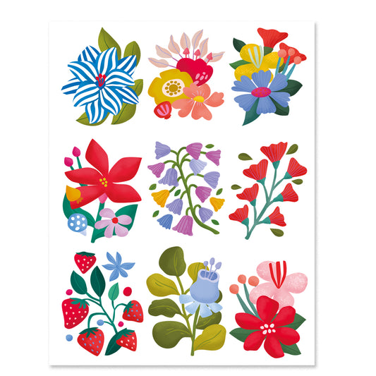 Sticker transferibles DTF UV - Set 9 diseños Flores