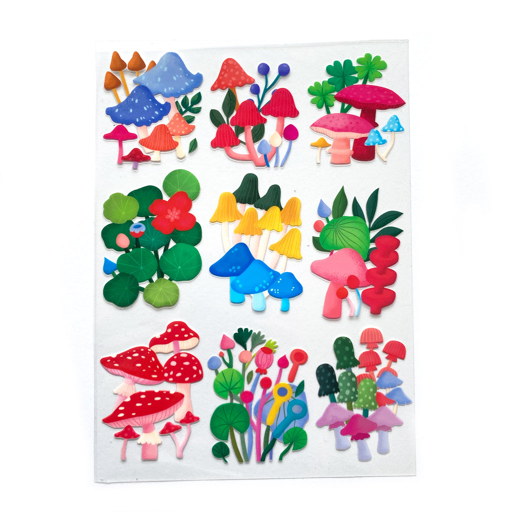 Sticker transferibles DTF UV - Set 9 diseños Hongos