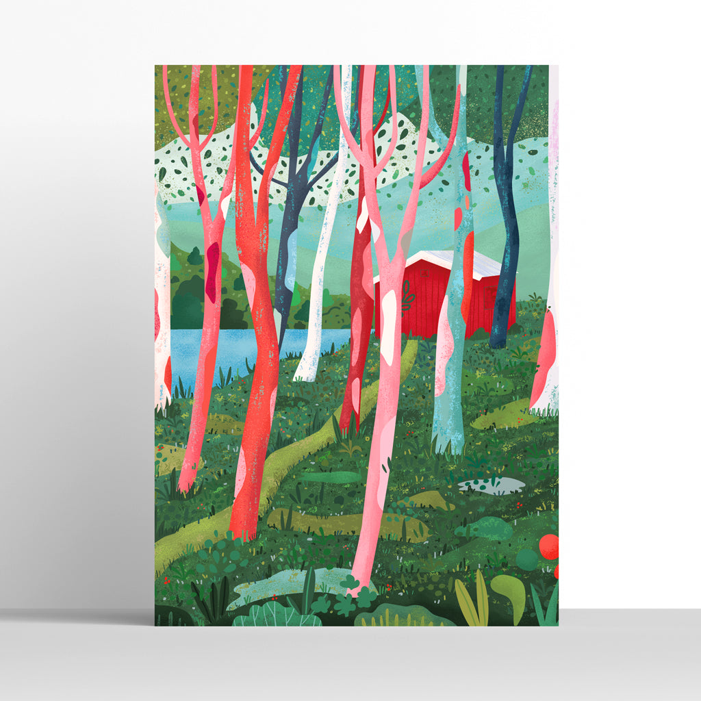 Print Bosque en el lago