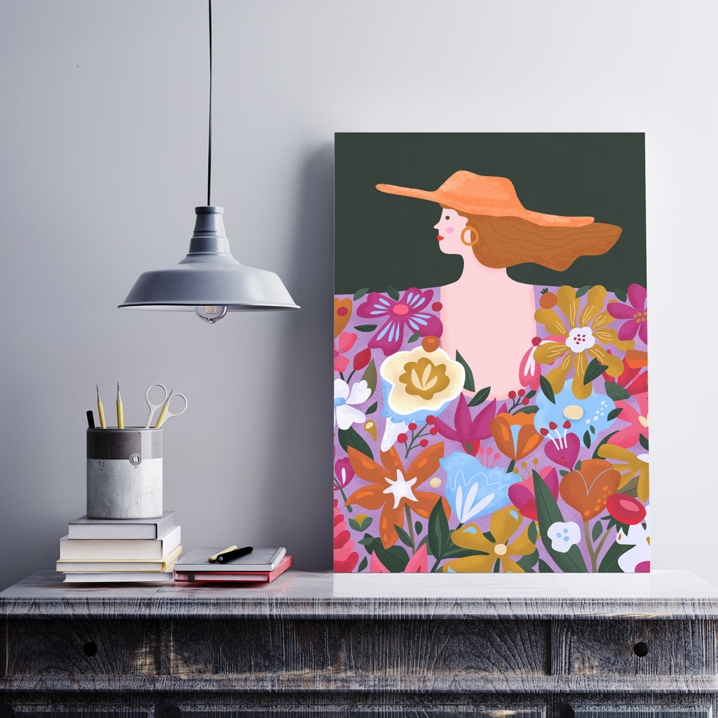 Print Mujer con flores