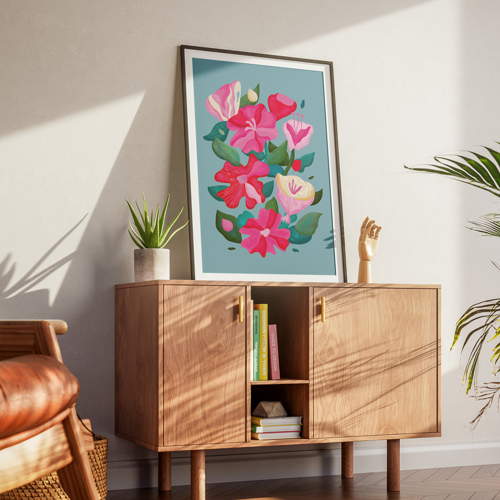 Print Flores magenta