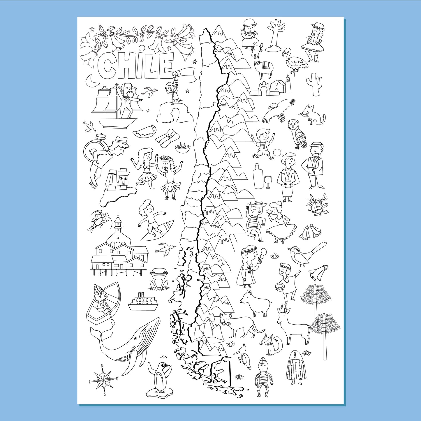 Mapa de Chile para pintar