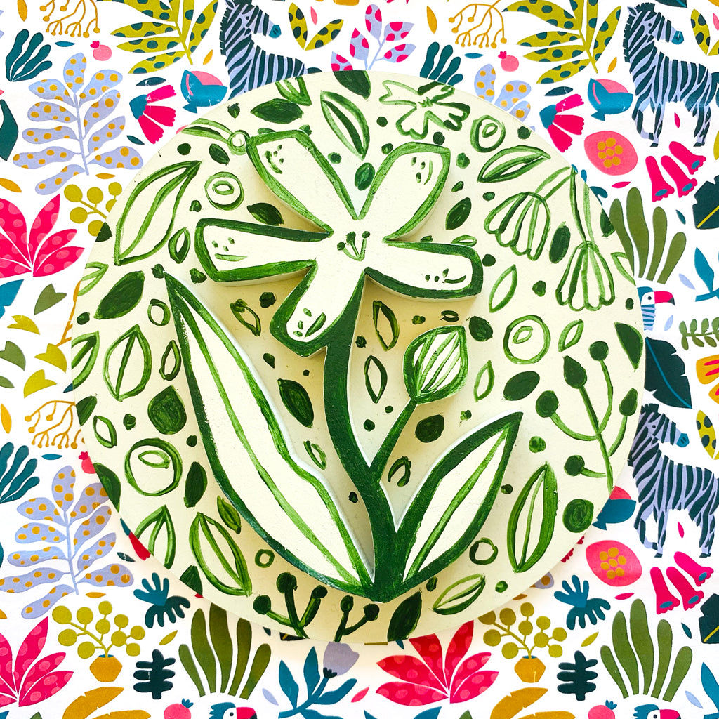 Figura decorativa MDF flor verde