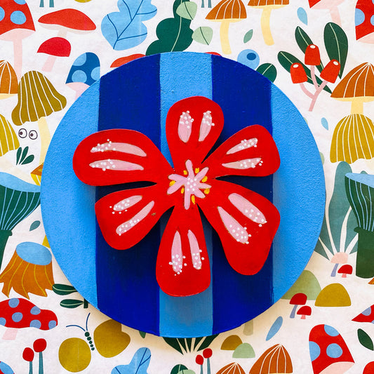 Figura decorativa MDF flores con rayas