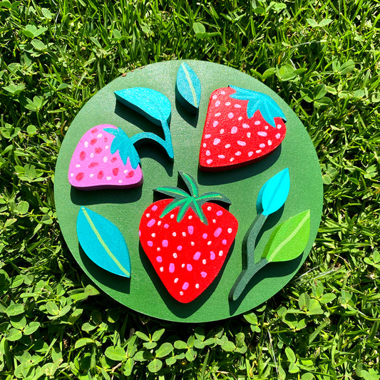 Figura decorativa MDF frutillas pequeño