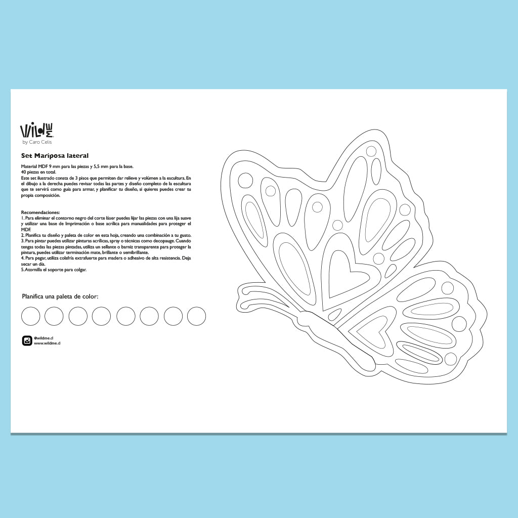 Set Mariposa MDF vista lateral