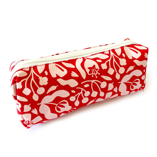 Estuche flores rojo