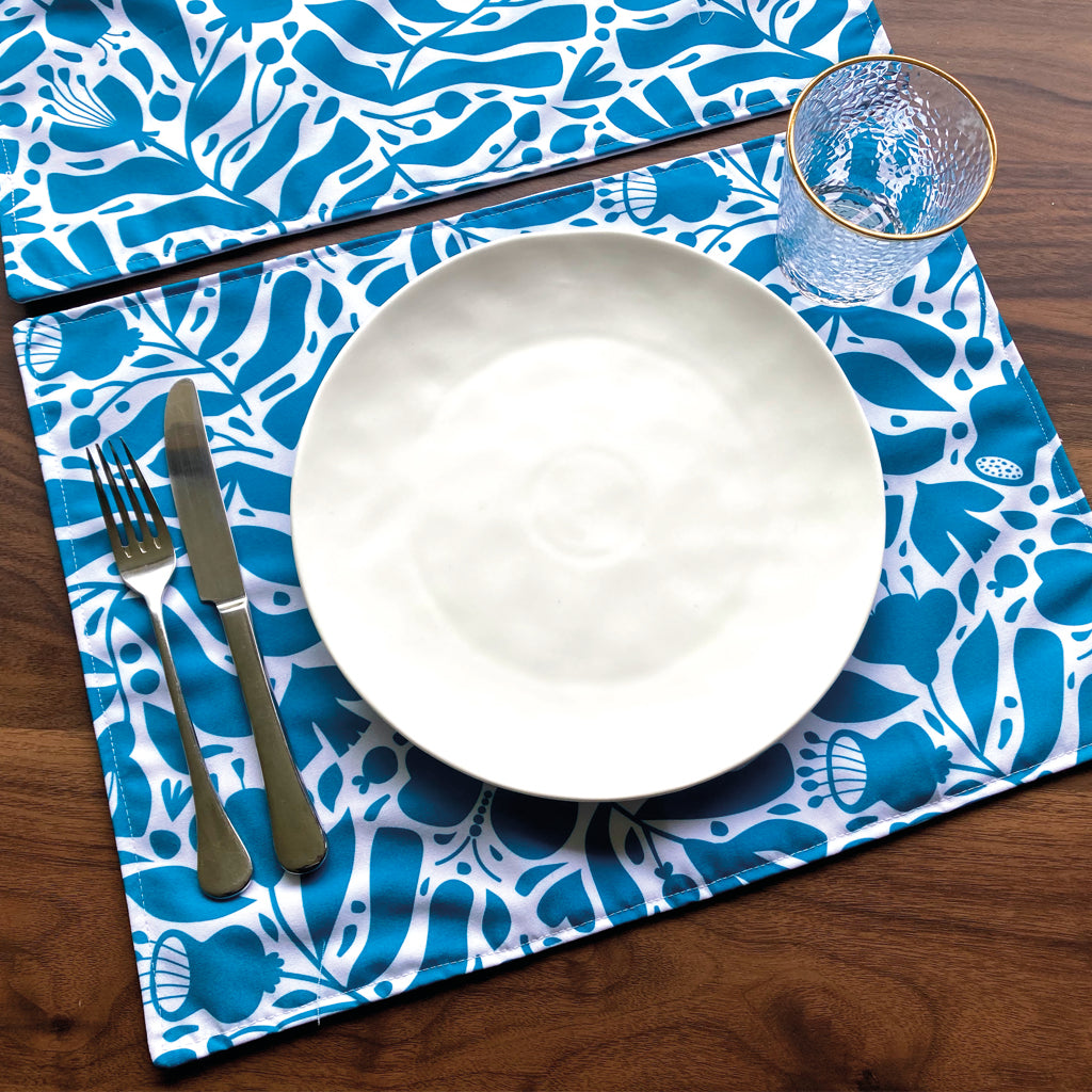 Set 4 individuales azul petróleo