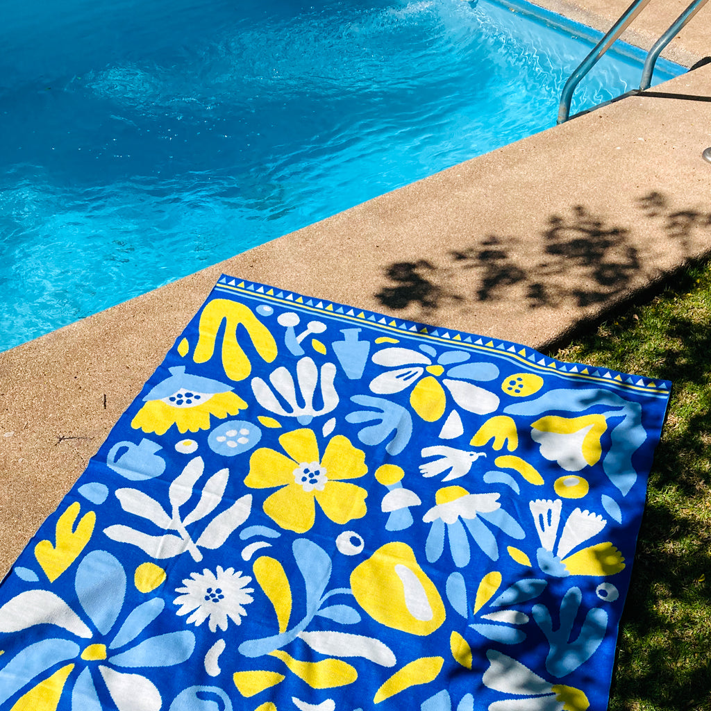 Manta Cyan-Blue fleurs