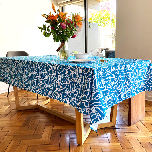 Mantel plantas azul petróleo