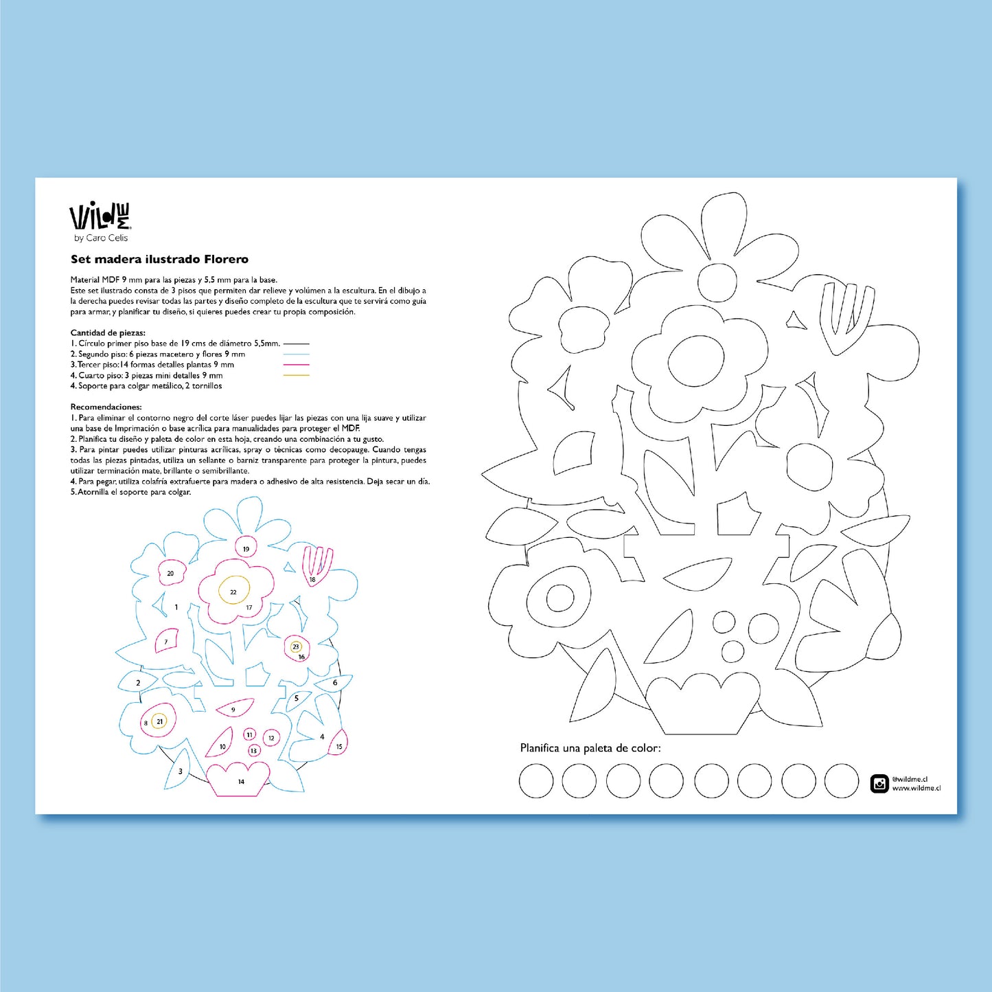 Set Florero MDF S para pintar