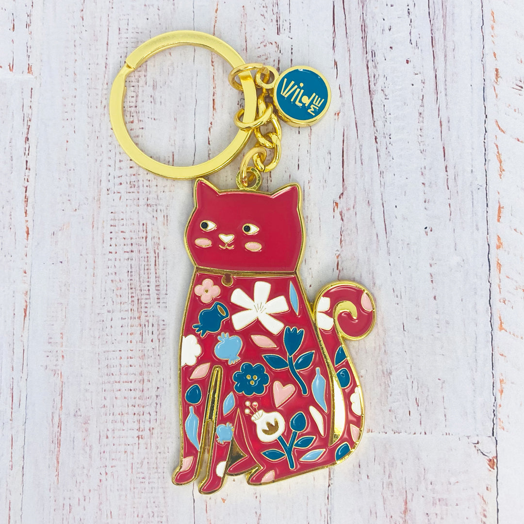 Llavero Gatito con flores
