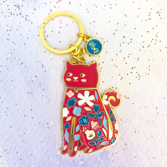 Llavero Gatito con flores