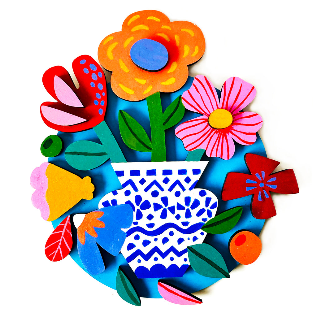 Set Florero pintado MDF M