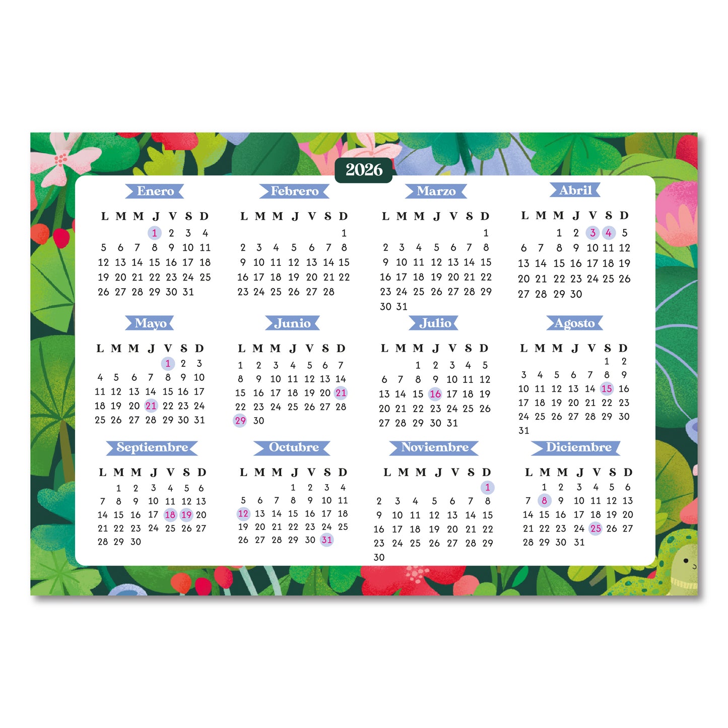 Calendario 2026 con imán para el refrigerador