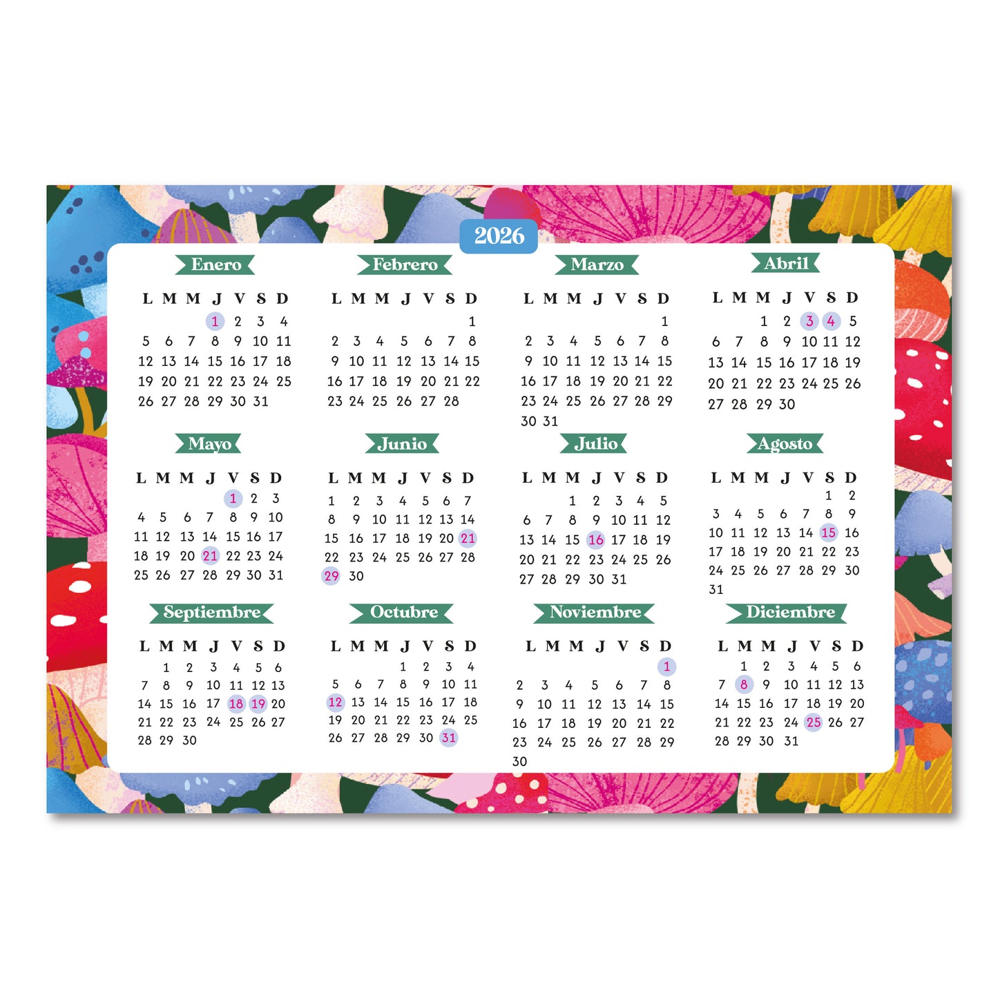 Calendario 2026 con imán para el refrigerador