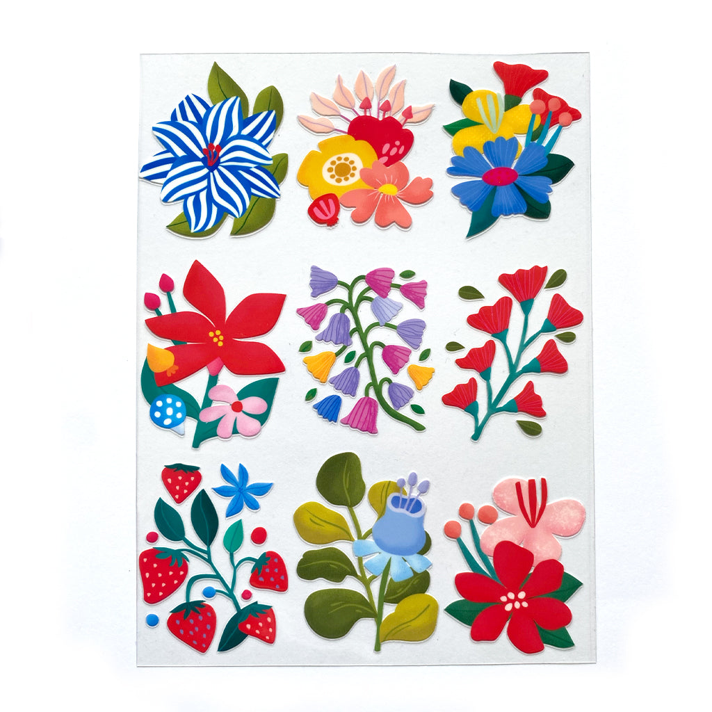 Sticker transferibles DTF UV - Set 9 diseños Flores