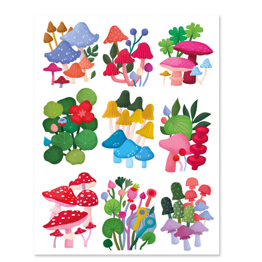 Sticker transferibles DTF UV - Set 9 diseños Hongos