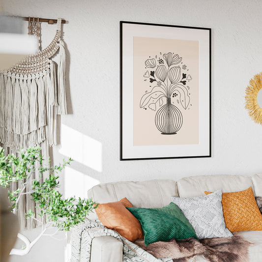 Print Florero blanco y negro