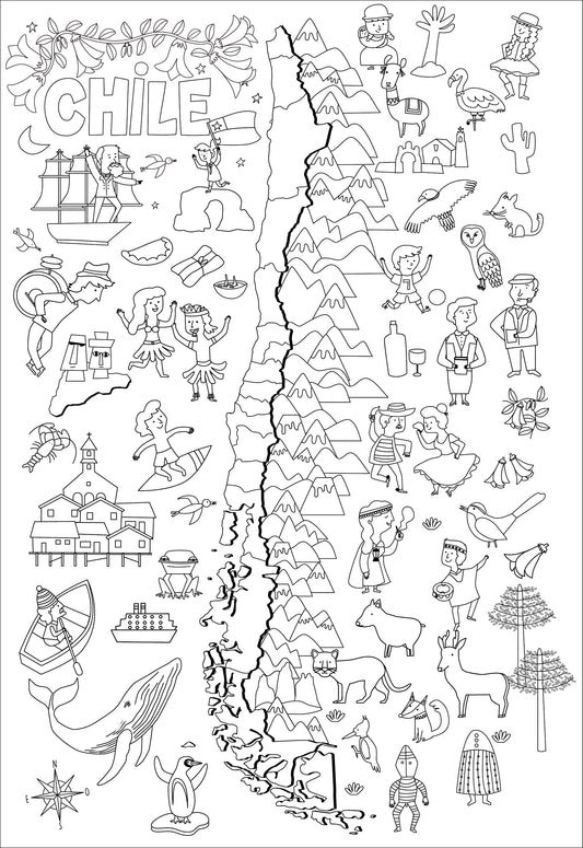 Mapa de Chile para pintar
