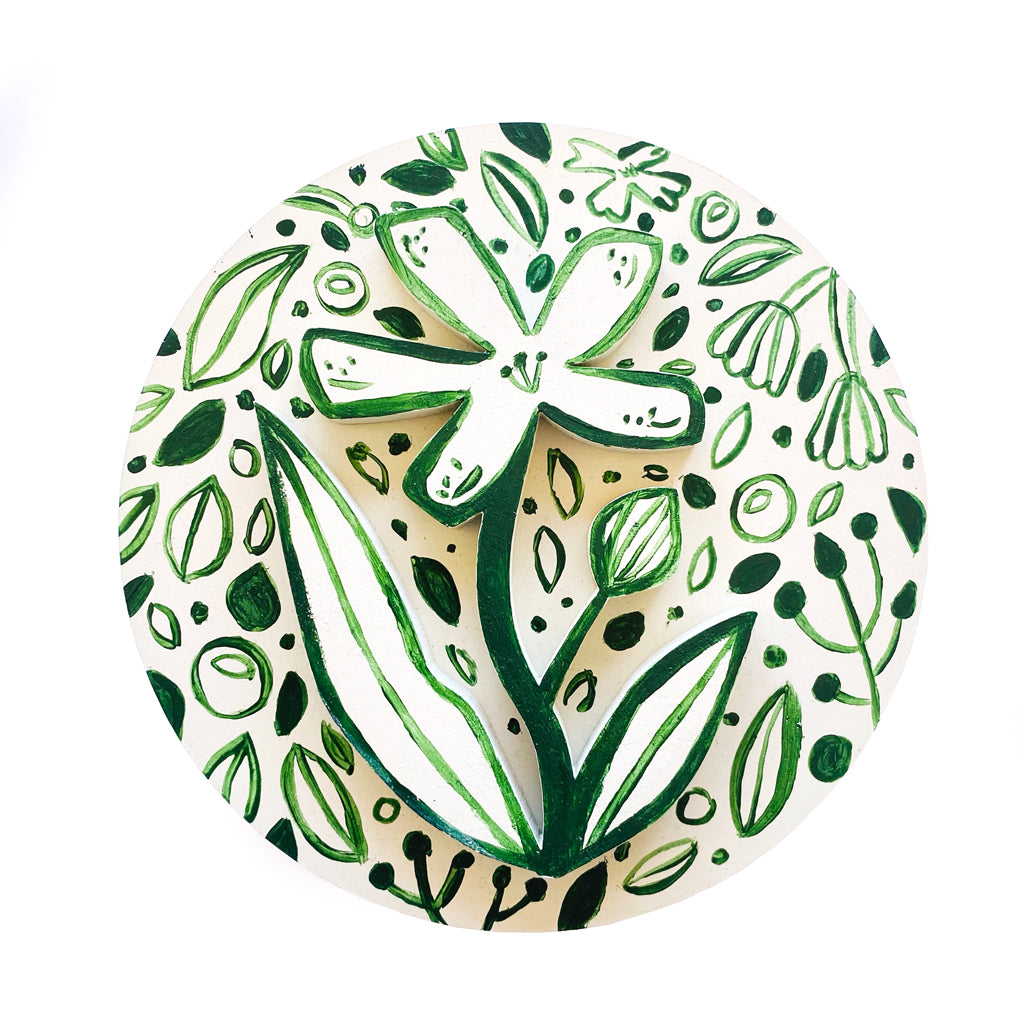 Figura decorativa MDF flor verde