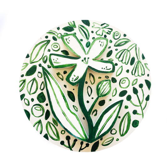 Figura decorativa MDF flor verde