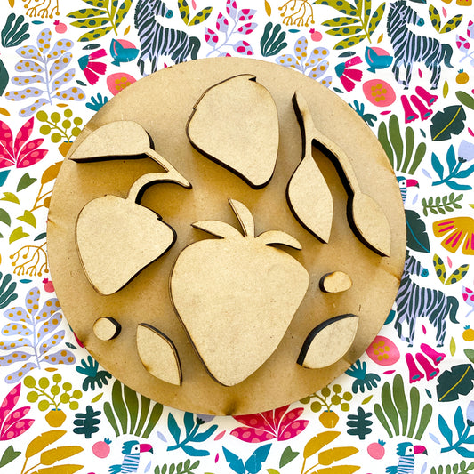 Set frutillas figura decorativa MDF