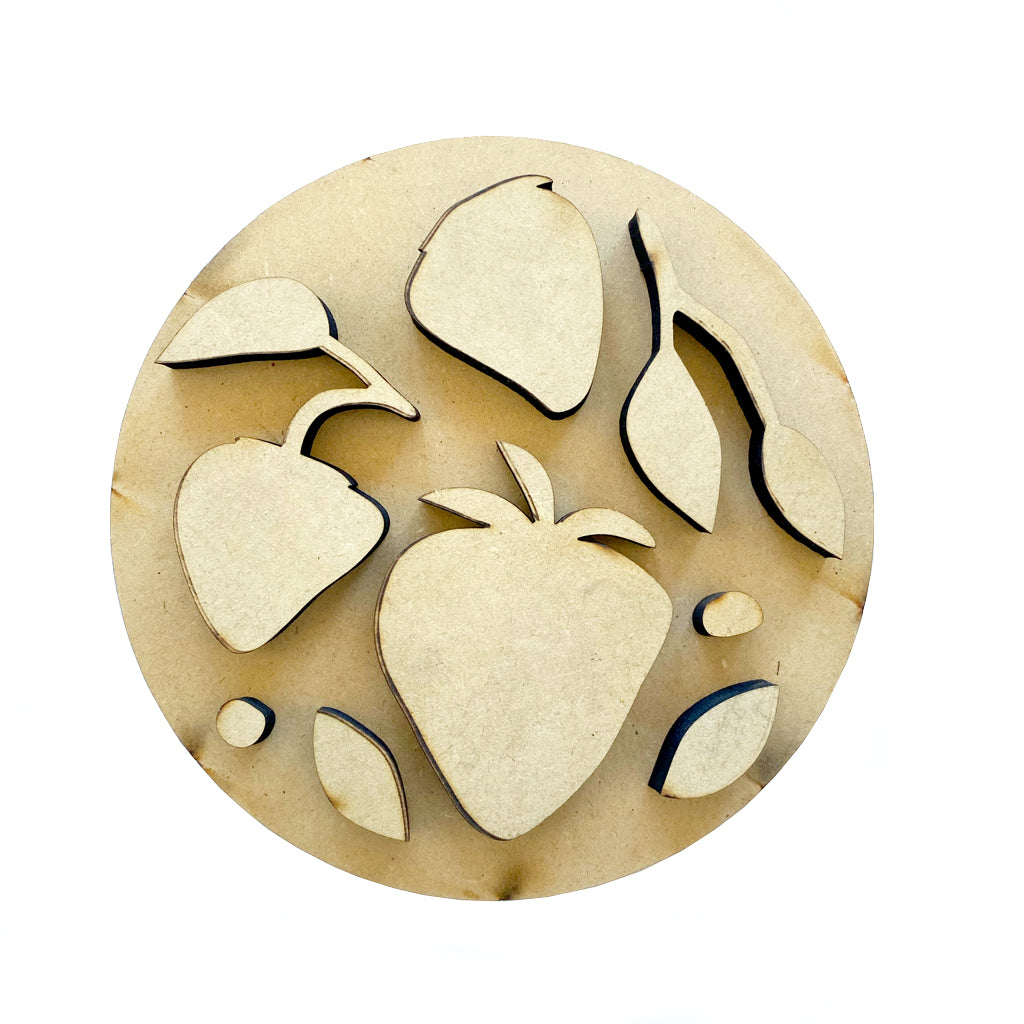 Set frutillas figura decorativa MDF