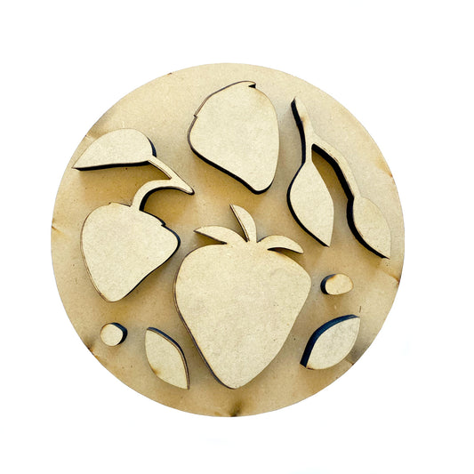 Set frutillas figura decorativa MDF