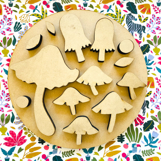 Set hongos figura decorativa MDF grande