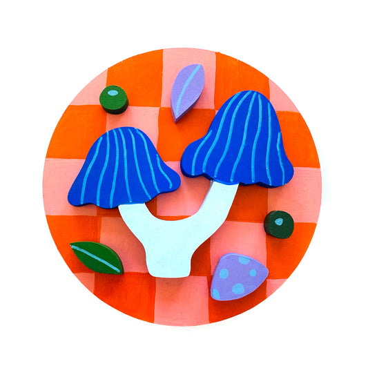 Figura decorativa MDF hongos azules