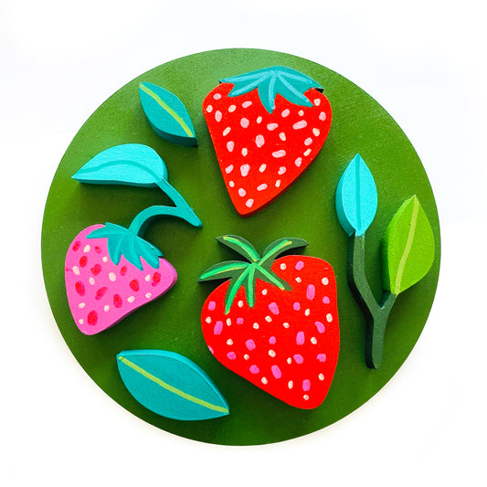 Figura decorativa MDF frutillas pequeño