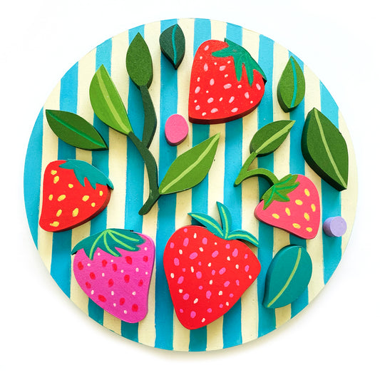 Figura decorativa MDF frutillas grandes