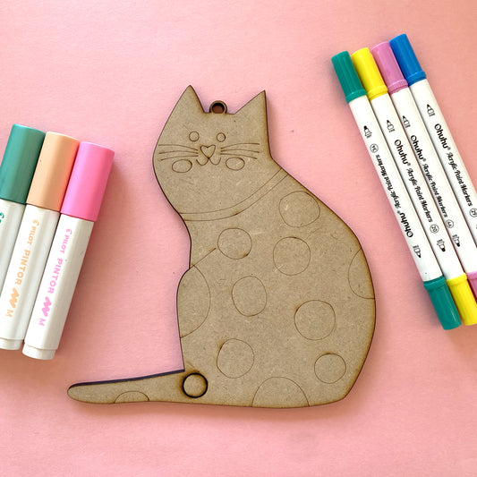 Gato con puntitos MDF figura para pintar