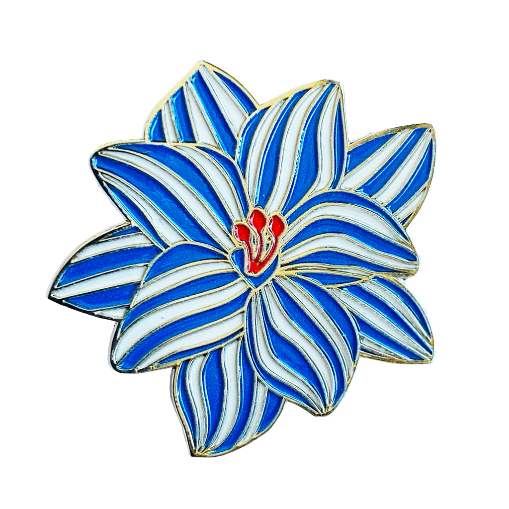 Pin flor azul