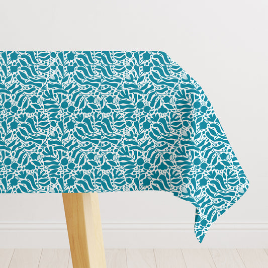 Mantel plantas azul petróleo